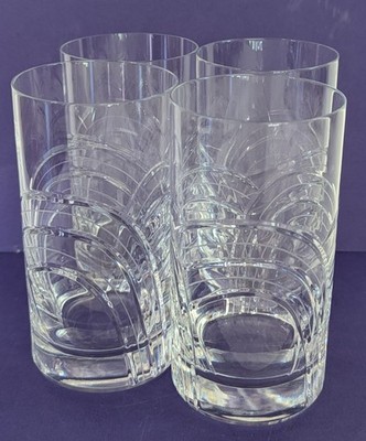 Rogaska Maestro Crystal HighBall Whiskey Glasses 4p Lot EUC Signed Tumblers