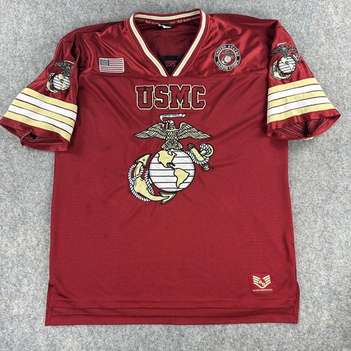 United States Marine Corps Football Jersey Mens XL Red Mesh Patch Logo USMC