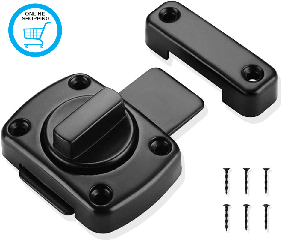 Bathroom Latch Rotate Bolt Gate Latch Door Lock, Additional Fixed Anti-Theft Loc