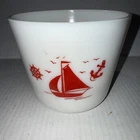 VTG McKee White Red 5" Round Mixing Refrigerator Bowl Sailboat Anchor Nautical