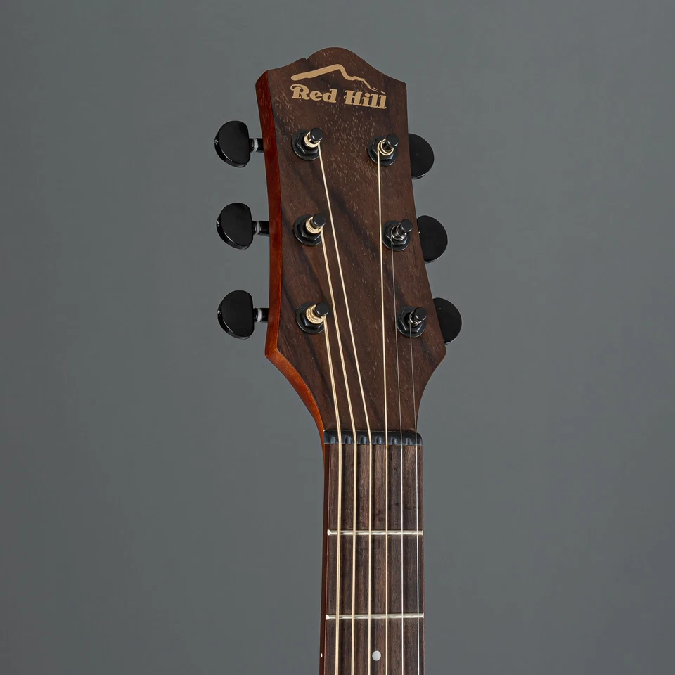 Red Hill Western Vintage Mini Jumbo Cutaway E-Gitarre Braun PS-400T Pickup Open - Bild 4 von 4