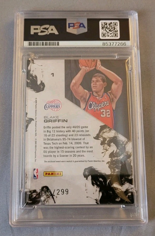Blake Griffin signed 09 Panini R&S Basketball Rookie Jersey Card RC IP auto PSA view 3