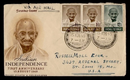 DR WHO 1948 INDIA FDC GANDHI COMBO R49837