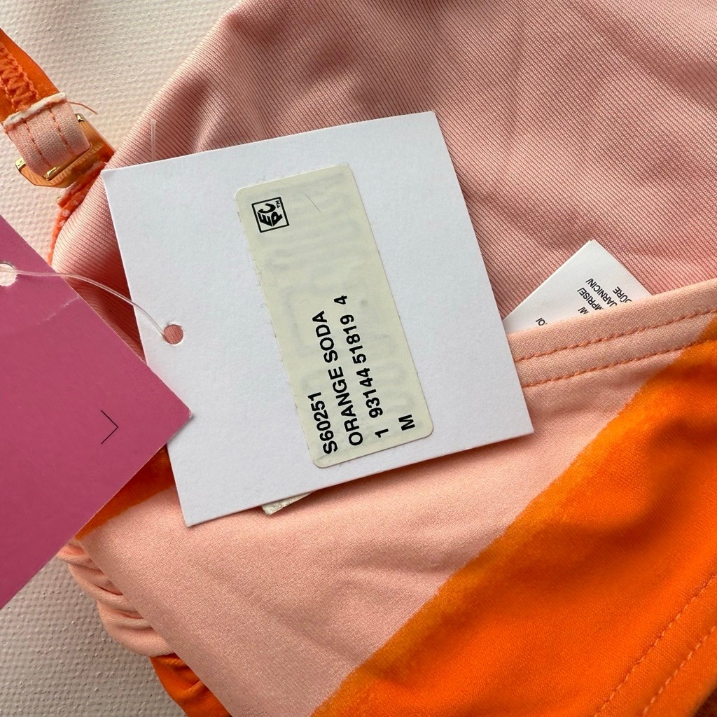 Women's Kate Spade Orange Pink Striped Bikini Top M thumbnail 4