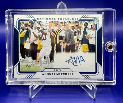 2024 National Treasures Adonai Mitchell 1/1 Auto Rookie Field Pass Colts