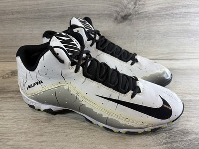 NIKE ALPHA SHARK 2 FOOTBALL CLEAT 719952-100 SHOES MEN SIZE 12 BLACK WHITE