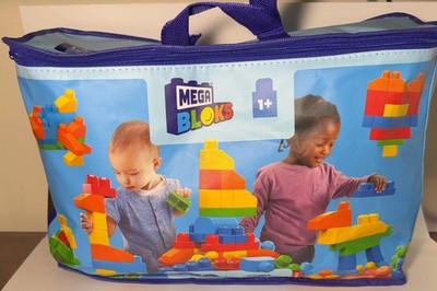 Mega Bloks First Builders Blue Zippered Storage Bag Toddler 150 Blocks Ages 1+