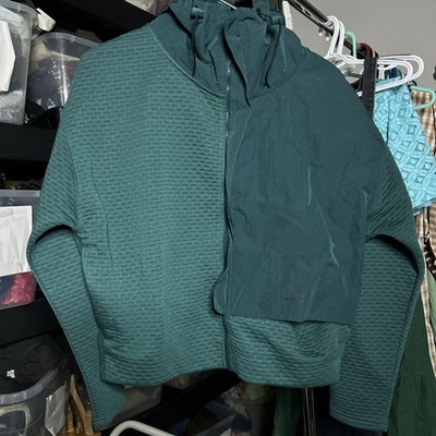 Reebok Women Jacket Green Size: S Thermowarm Graphene Zip-Up Hooded Jacket