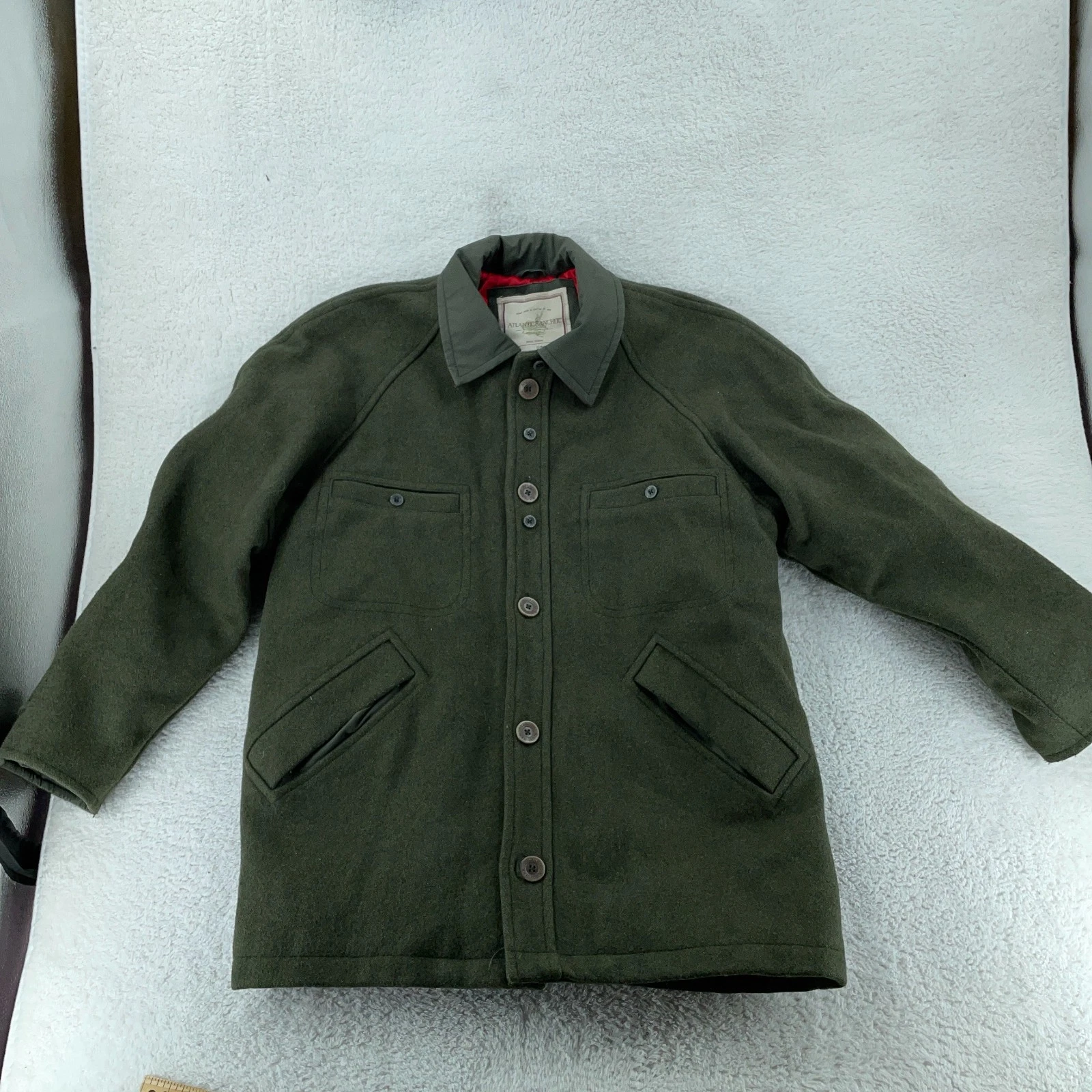 Vintage Atlantic Rancher Jacket Mens Large Olive Lined Wool Button Front image 1