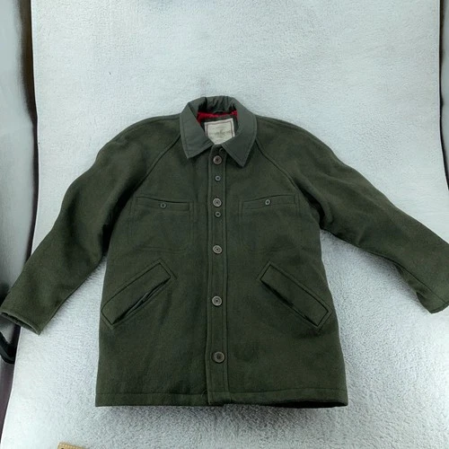 Vintage Atlantic Rancher Jacket Mens Large Olive Lined Wool Button Front - product listing photo
