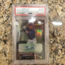 2021 Panini Chronicles Obsidian Bobby Witt Jr. Electric Etch Green /5 PSA 10