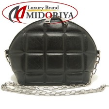 Bottega Veneta Shoulder Bag Padded Half Moon Lambskin Black Women's Authentic