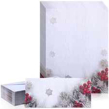 80 Sets Christmas Stationery with Envelopes 8.5 x 11 Inch Christmas Holiday E...