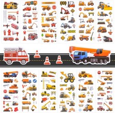 3D Aufkleber für Kinder & Kleinkinder, Auto Bagger Sticker 12 Blätter, G