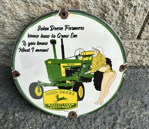 VINTAGE  JOHN DEERE PORCELAIN TRACTOR SIGN TRACTOR PARTS FARM