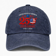 America 250 Hat Patriotic USA Washed Dad Cap July 4th 1776 2026 Adjustable