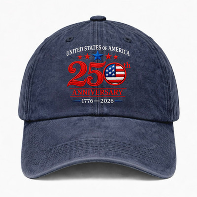 America 250 Hat Patriotic USA Washed Dad Cap July 4th 1776 2026 Adjustable