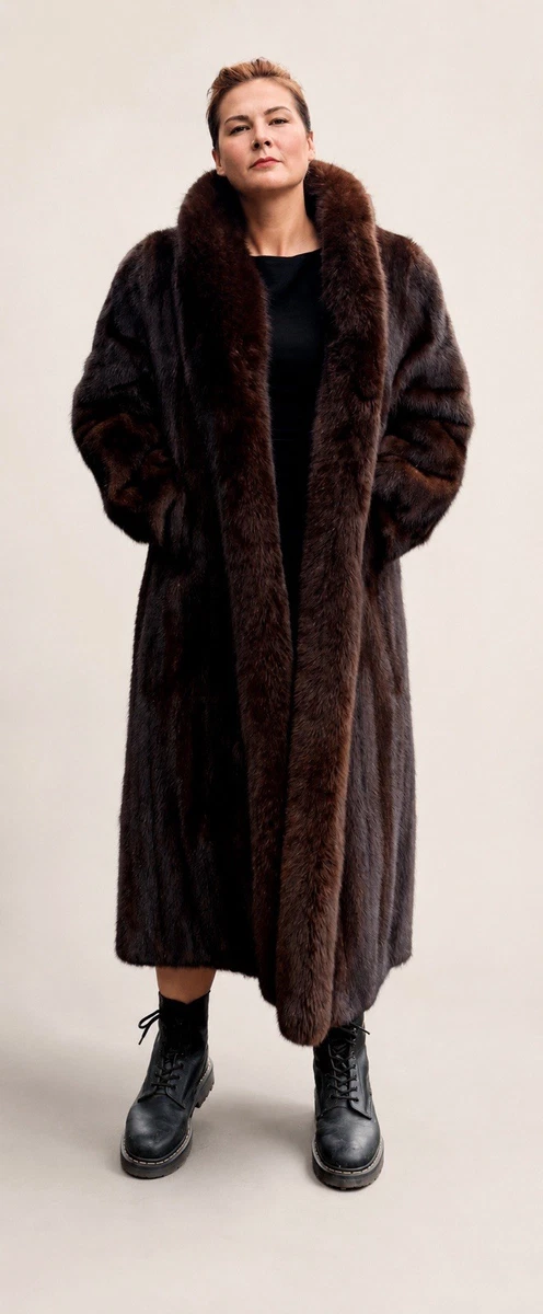 ジャケット・アウター Dark Mink Fur Long Coat maxi length M Full Length Ranch Mink Coat In Women's Coats & Jackets for sale | eBay