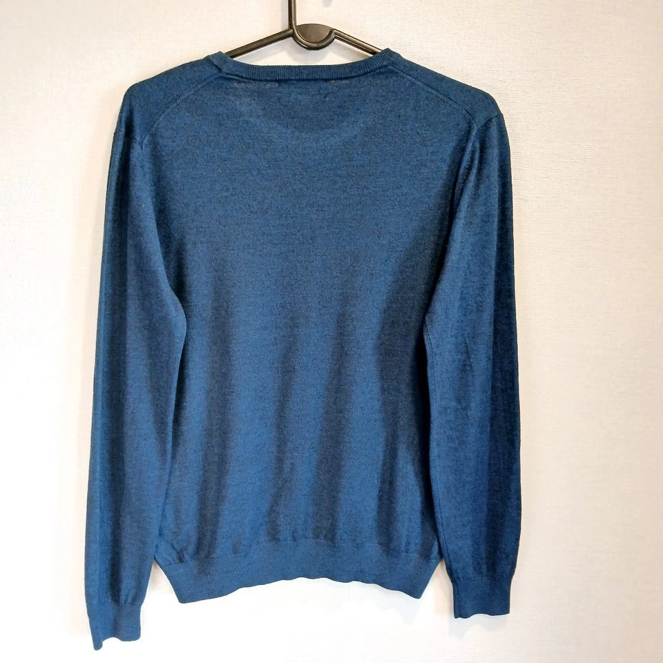 Savile Row Mens Size L Knit Pullover Navy Wool Blend Crew Neck Lightweight - Image 2 of 4