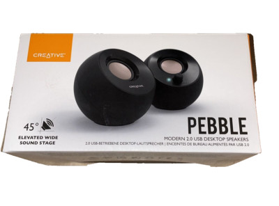 Creative Pebble Modern 2.0 USB Black Desktop Speakers Shelf Space Saver Powerful