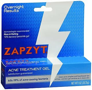 ZAPZYT Maximum Strength Acne Treatment Gel Oil Free Clear Acne & Pimples 1 Ounce
