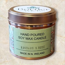 Hand Poured Soy Wax Candle Rubarb And Rose