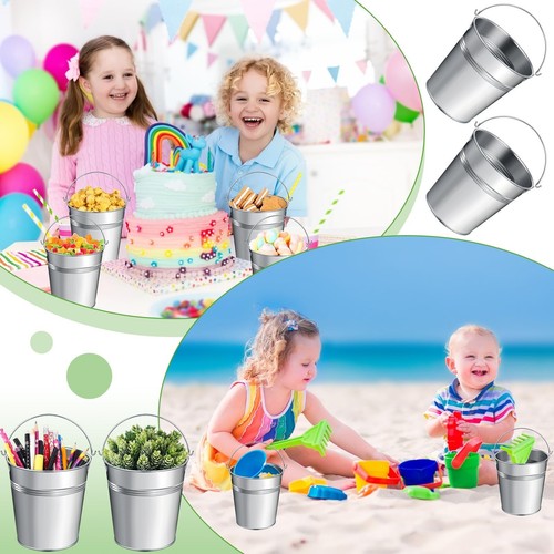 Rtteri 30 Pcs Small Galvanized Metal Buckets Bulk 5 X 4.5 Inches with Chalkbo... - Picture 6 of 7