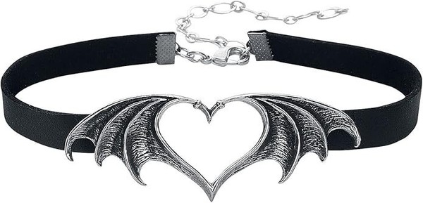 Alchemy Gothic Nocte Amor Choker FledermausflüGel Herz Love Halskette P823-image