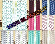 Empire Home Essentials 100% Geometric Blackout Curtains - Set of Two (2) 