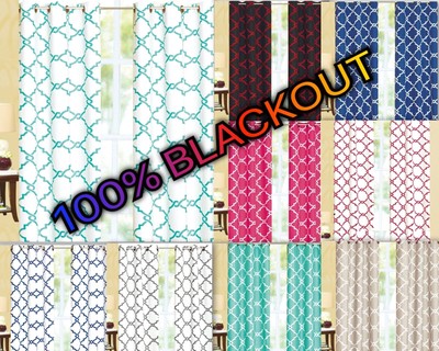 Empire Home Essentials 100% Geometric Blackout Curtains - Set of Two (2) 