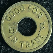 Victory Bell G/F 5c In Trade Donut Slot Machine Token 21mm c1920's