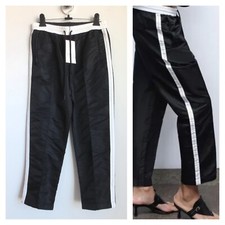 NWT ZARA SIDE STRIPE NYLON JOGGING PANTS BLACK 4391/419