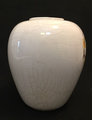 Vintage AJL Japón? Jarrón floral redondo blanco de cerámica de 5" - Imagen 6 de 8