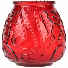24 PACK STERNO Red Restaurant Round Glass Wax Filled Euro Venetian Table Candles