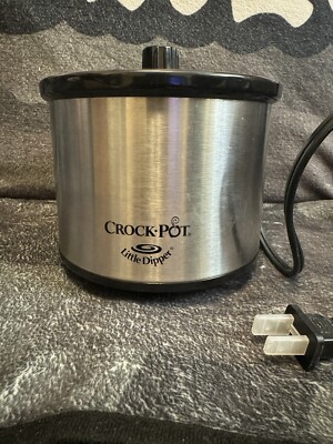 Crock-Pot Little Dipper Mini Slow Cooker Stainless Black 32041 Dip Pot 1 Qt.