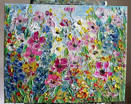 Spring Symphony Original Palette Impasto Oil Painting of May Flowers - Picture 5 of 7