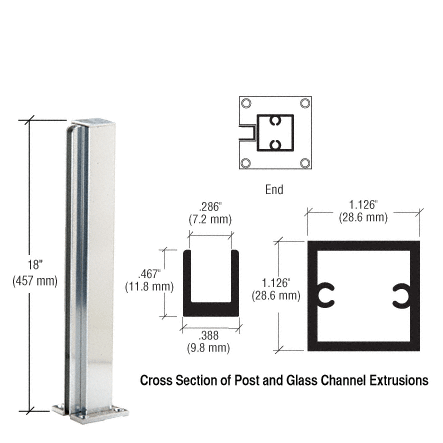 CRL D990BA18E Brite Anodized 18" End Design Series Partition Post - Picture 3 of 5