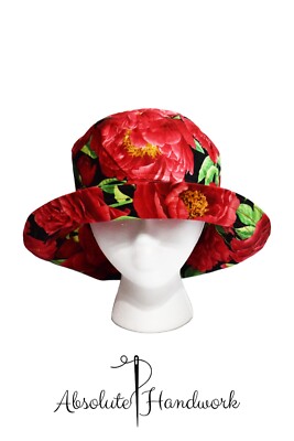 New Summer Vacation Sun/Bucket Hat Floral Red Hawaiian  display picture 3