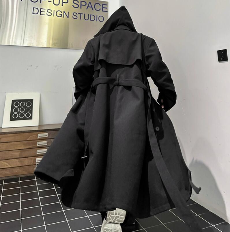 Nordisk Flair Mens Wool Long Coat Hooded Double Breasted Slim Fit Formal Outerwear For Men main image 1
