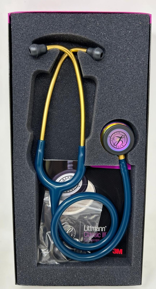 3M Littmann Stethoscope, CLASSIC III, Blue Tube, Brass Stem