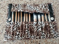 Adorable NEW set of 12 Make up Brushes w wood handles in a Waterproof snap case