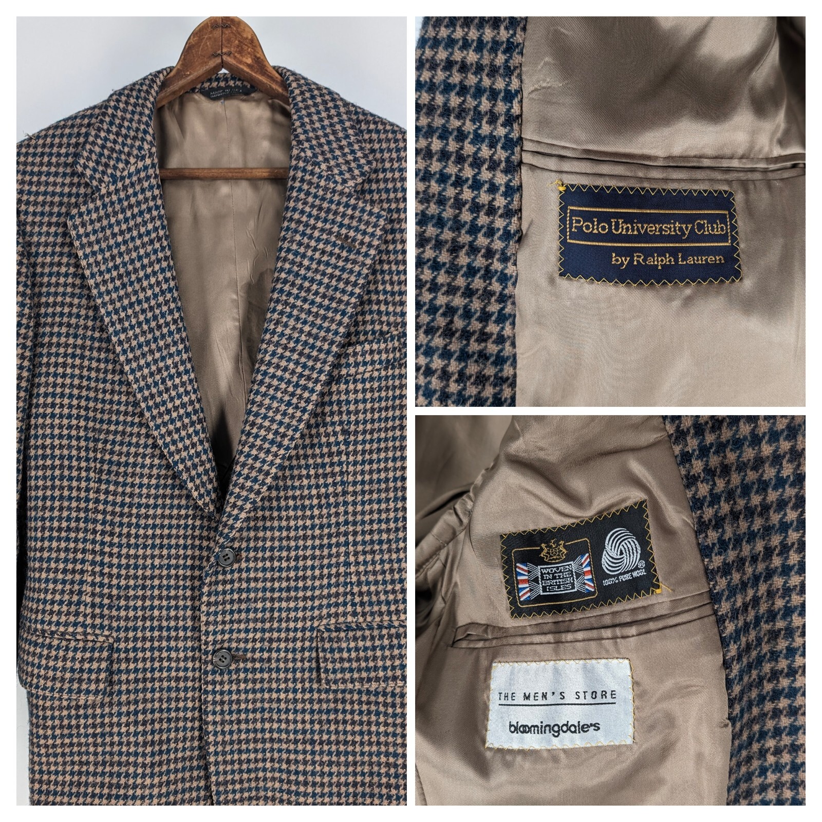 Ralph Lauren POLO GOLF houndstooth pattern cotton jacket, men's size M (approx.) cotton Beige type Vintage Second Hand