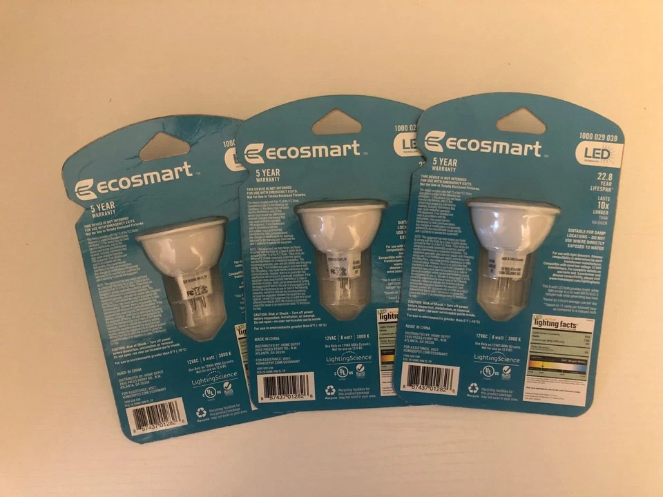 3 pack Ecosmart 50W Equivalent Bright White (3000K) MR16 LED Flood DIMMABLE 500 - Image 2 of 2