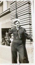 WW2 ERA SAILOR Vintage FOUND MILITARY PHOTOGRAPH Original bw Portrait 210 LA 84