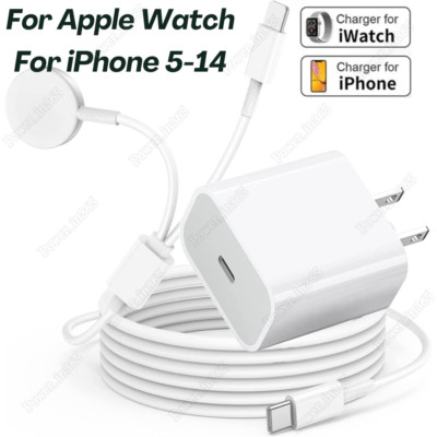 For iPhone Apple Watch 9 8 7 6 5 4 3 2 USB C Magnetic Fast Charger Cable Adapter
