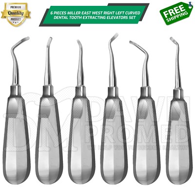 6 Pcs Dental Miller Tooth Extracting East-West Right-Left Elevators German Grade
