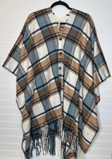Matilda Jane Just Imagine Paige Plaid Fringe Scarf Wrap Shawl One Size EUC