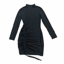 Shein High Neck Black Drawstring Long Sleeve Dress Women's XS B20
