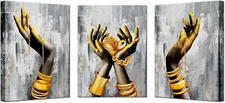 3pcs Hands with Gold Accessories Kreative Arts 3x 12x16 Art Panels