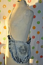 Vintage 1990's BLUE Jean SHANE Crossbody stonewash blue PURSE Cute Bag Tote EUC